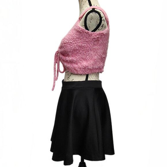 Wild Fable Womens Pink Fuzzy Crop Top Medium Spaghetti Straps Y2K Fairy Kawaii - Picture 2 of 8